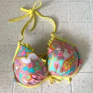 Victoria’s Secret vibrant Paisley bikini top 34D push-up padded